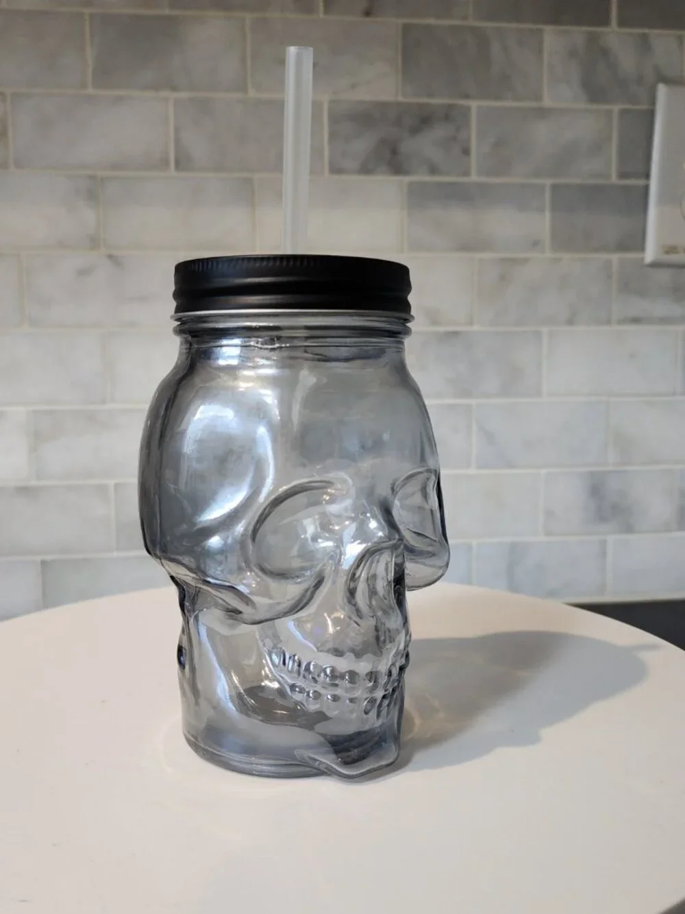Glass Skull Mason Jar Tumbler